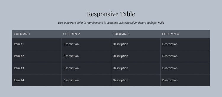Responsive Table Static