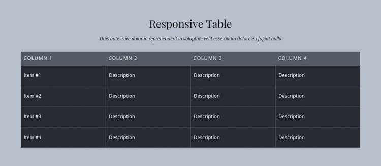 Responsive Table Template