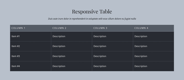 Responsive Table Web Design