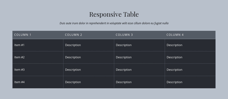 Responsive Table Web Page Design