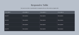 Responsive Table - Ready To Use Landing Page