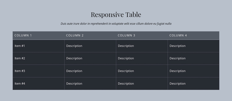 Responsive Table Website Template