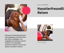 Haustierfreundliches Reisen - Kostenlose Website-Vorlage