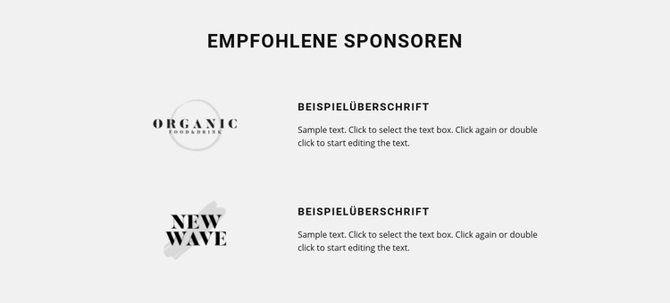 Empfohlene Sponsoren Website-Modell