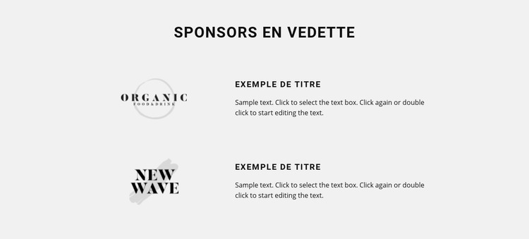 Sponsors en vedette Conception de site Web