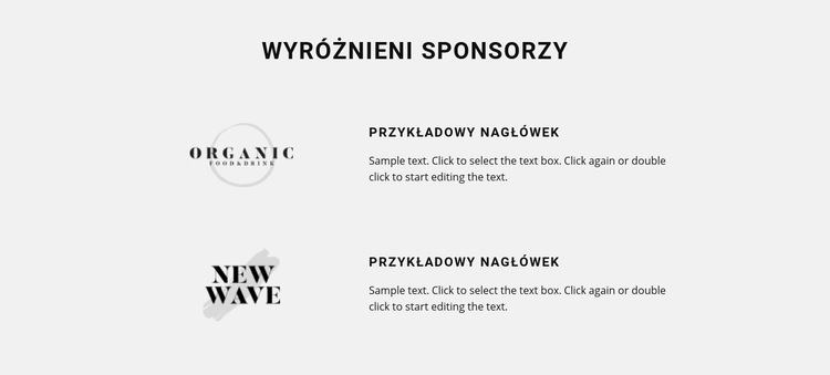 Wyróżnieni sponsorzy Szablon witryny sieci Web