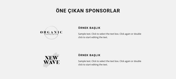 Öne çıkan sponsorlar Html Web Sitesi Oluşturucu