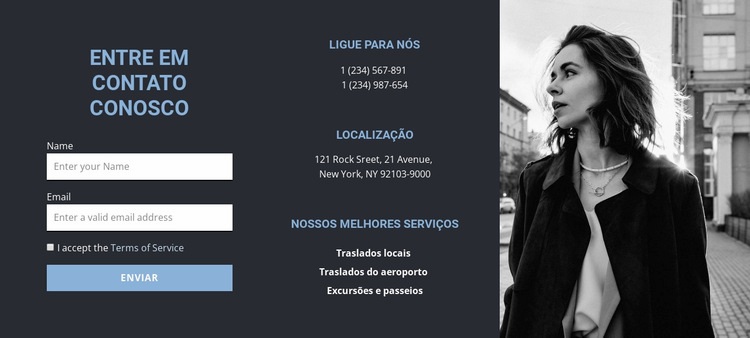 Formulário de contato e contatos da agência Landing Page