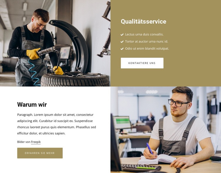 Privater Autoservice Website-Modell