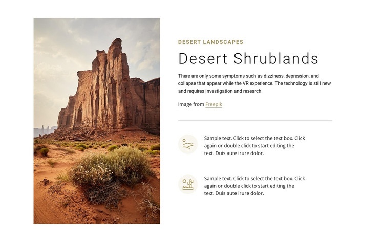 Desert shrublands Homepage Design