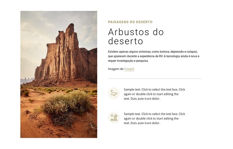 Arbustos do deserto Maquete do site