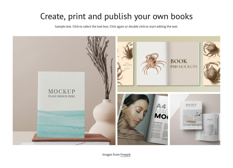 Create, print and publish books One Page Template