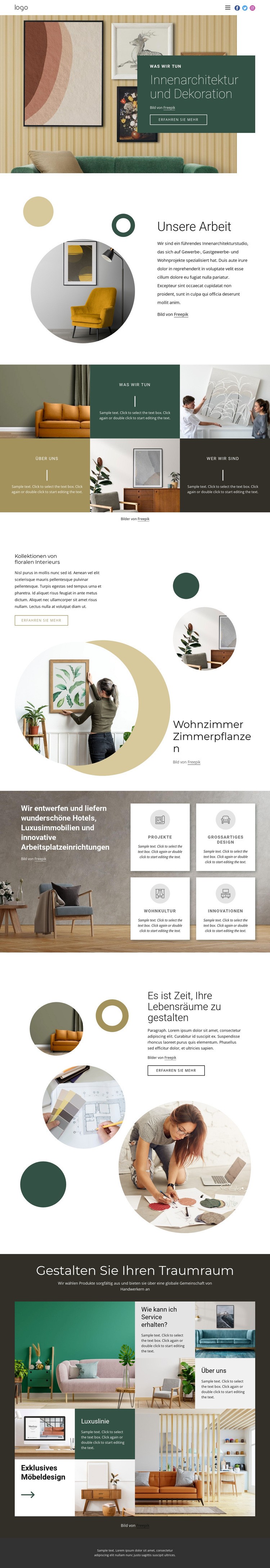 Visualisierung von Innenräumen Landing Page