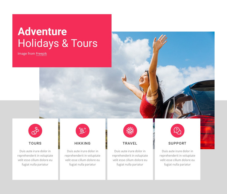 Travel agency grid repeater One Page Template