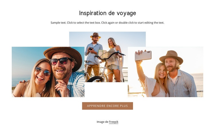 Inspirations de voyage Maquette de site Web