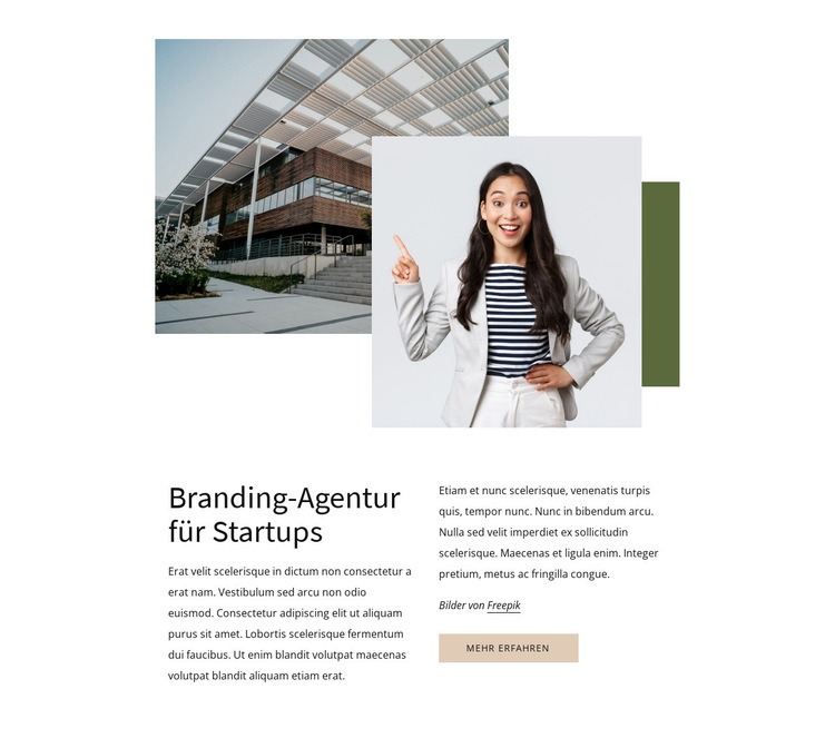 Agentur für Startup Website-Modell