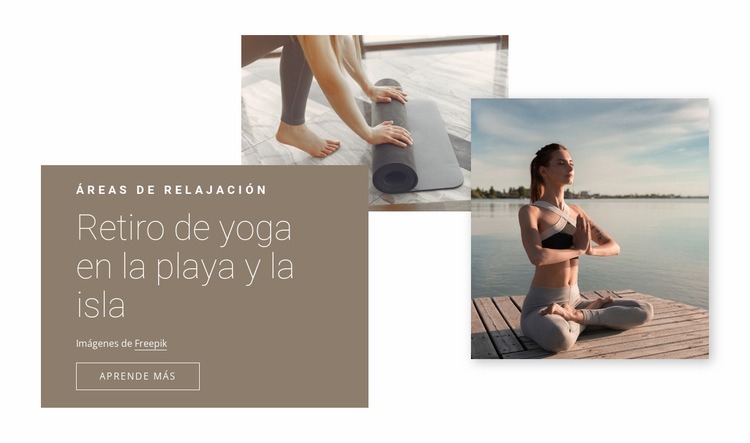 Retiros de yoga en la playa Maqueta de sitio web