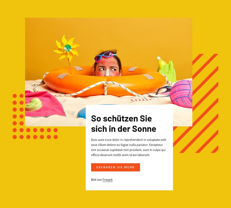 Schütze dich in der Sonne Website-Vorlage