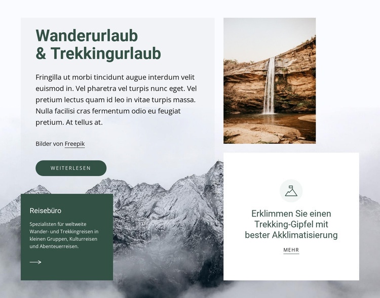 Trekking-Urlaub Website-Modell