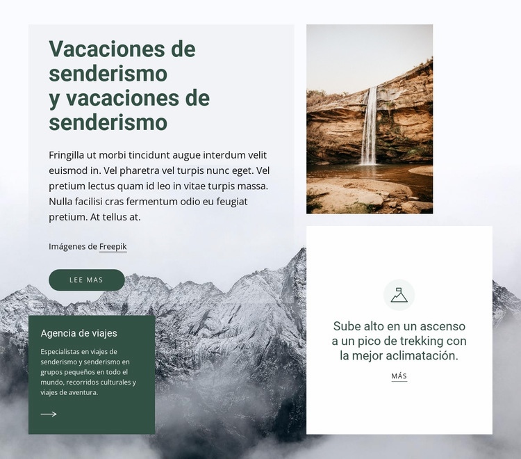 Vacaciones de trekking Creador de sitios web HTML