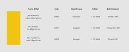 Tabelle Mit Farbreihe CSS-Layoutvorlage