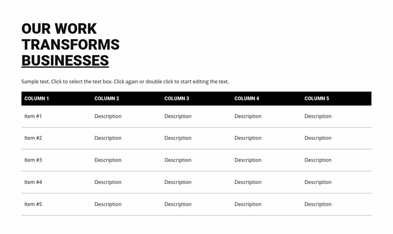 Classic table Elementor Template Alternative