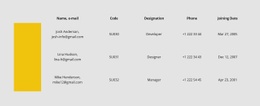 Table with color row - Html Code Example by Nicepage