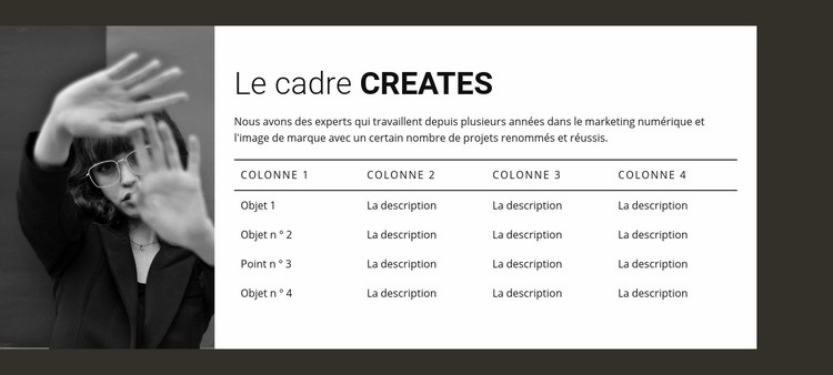 Table avec image Conception de site Web