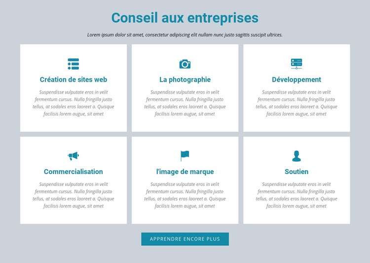 Conseil aux entreprises Modèles de constructeur de sites Web