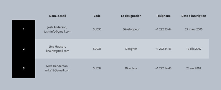 Table d'affaires couleur Modèle de site Web