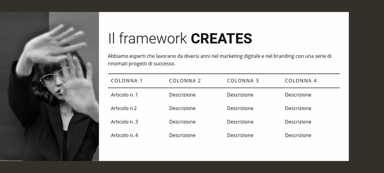 Tavolo con immagine Modello Joomla