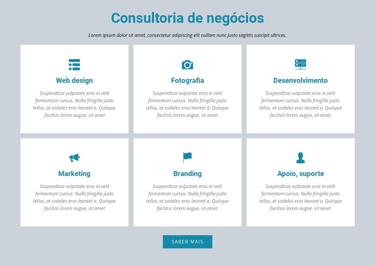 Consultoria de negócios Maquete do site