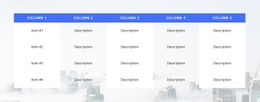 Table on the image - Html Code Example by Nicepage