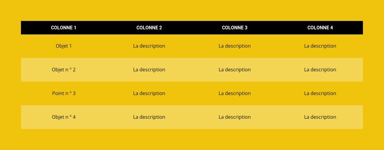 Table des couleurs Modèles de constructeur de sites Web