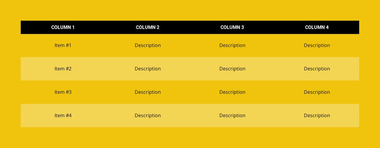 Color table HTML Template