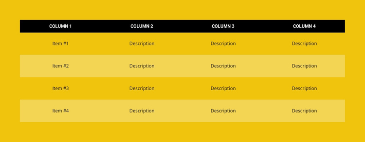 Color table One Page Template