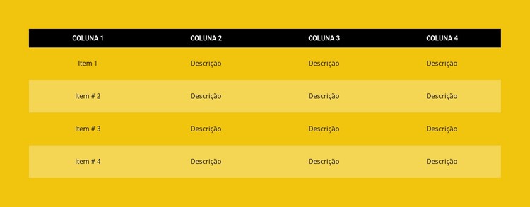 Tabela de cores Template CSS