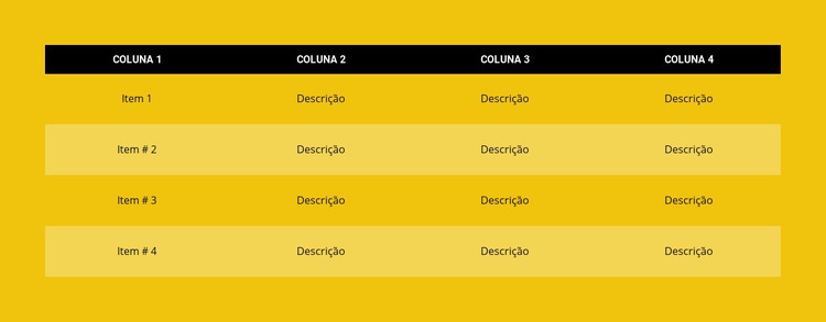 Tabela de cores Modelo HTML