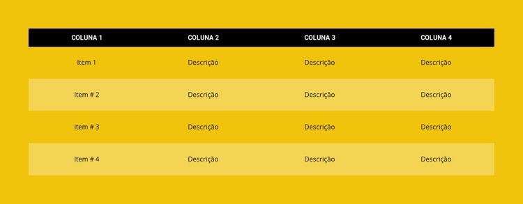 Tabela de cores Modelo HTML5