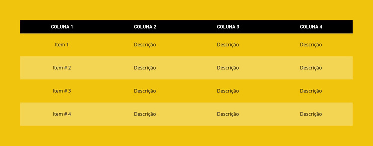 Tabela de cores Tema WordPress