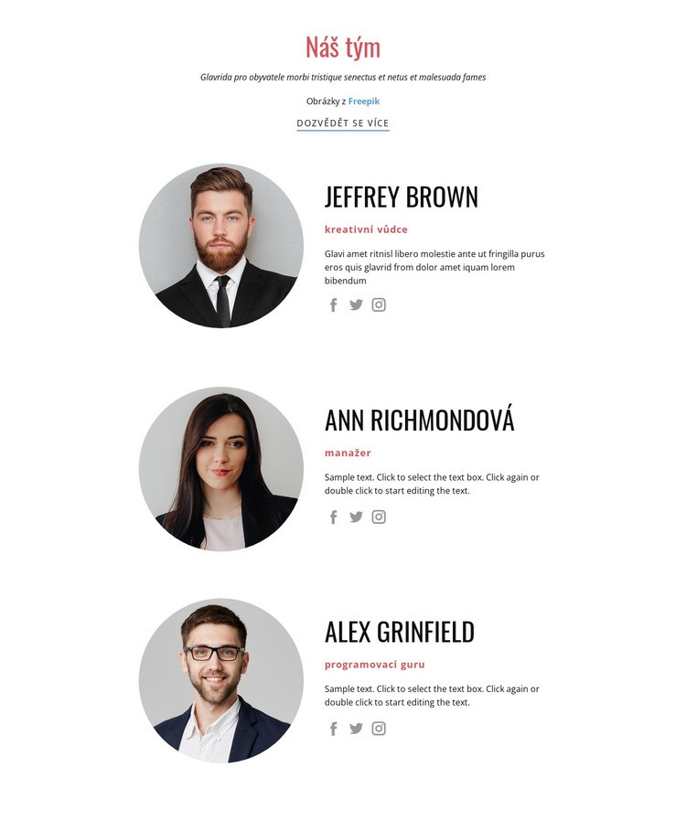 Náš tým kompetentních zkušených zaměstnanců Šablona CSS