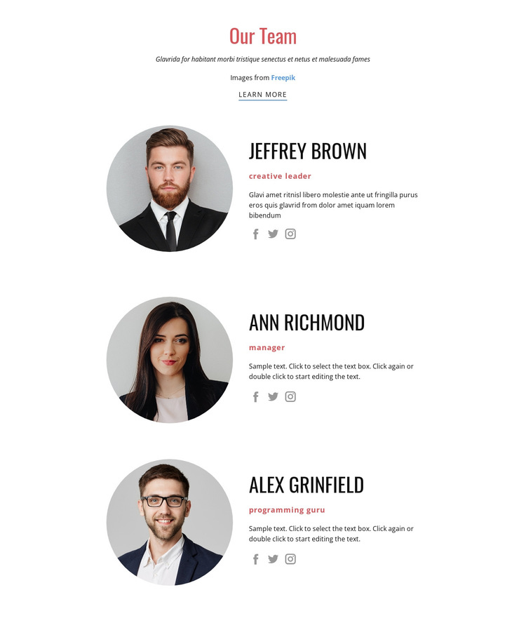 Our team of competent experienced employees HTML5 Template