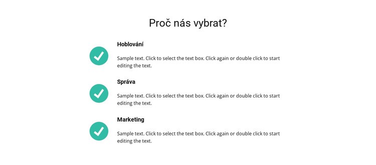 Seznam výhod Šablona HTML