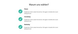 Liste Der Vorteile - Benutzerdefinierte HTML5-Vorlage