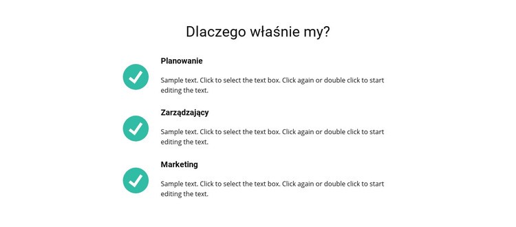 Lista korzyści Kreator witryn internetowych HTML