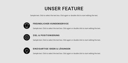 Funktionsliste - HTML-Landingpage