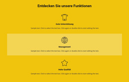 Funktionsliste – Webseiten-Vorlage
