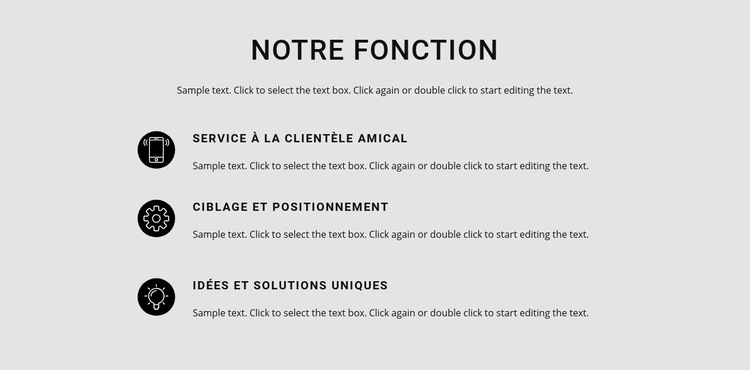 Liste des fonctionnalités Modèles de constructeur de sites Web