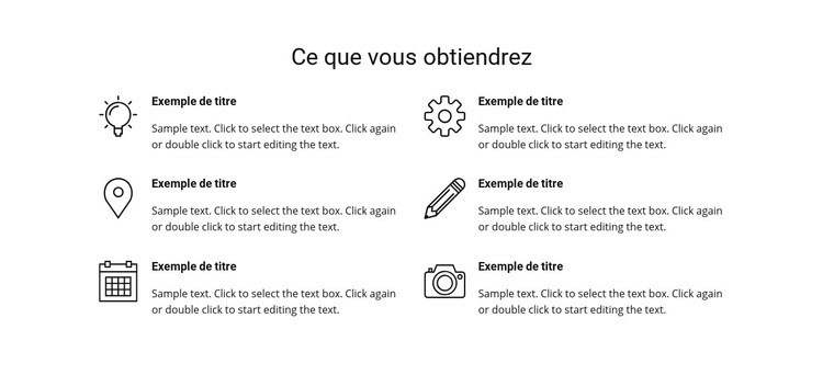 Liste des services Page de destination