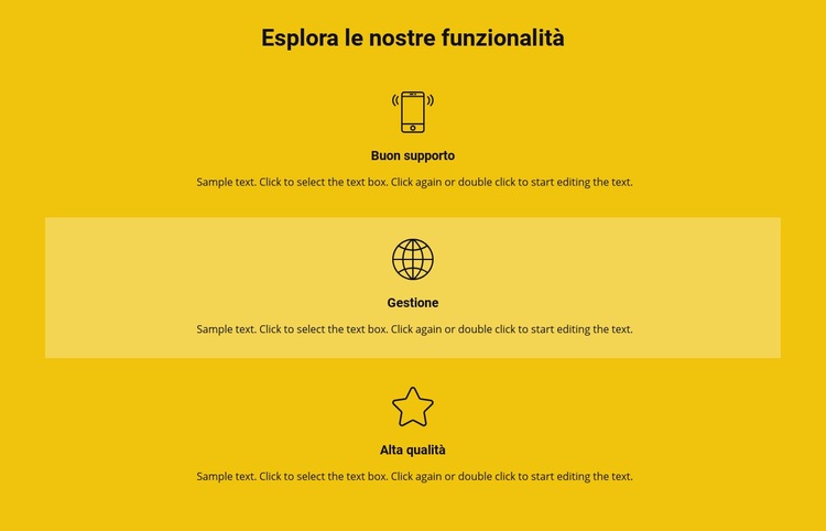 Elenco delle caratteristiche Mockup del sito web